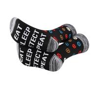 PYOUL 1 Pair Metal Detecting Coils Gift Eat Sleep Detect Repeat Socks Treasure Hunting Equipment Sock Metal Detectorist Gift (Cotton, Detect Repeat 1 Pair)