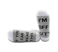PYOUL 1 Pair Police Gift Socks You Can Read This I'm Off Duty Thin Blue Line Gag Gift for Cop Policeman (Off Duty B G l 1 pair EU)