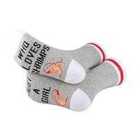 PYOUL 1 Pair Shrimp Lover Gift Who Loves Shrimps Socks Seafood Shellfish Socks Seafood Lover Gift (UK, Alpha, One Size, Regular, Regular, Loves Shrimps 1 Pair)