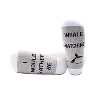 PYOUL 1 Pair Whale Lover Socks Whale Lover Gift I Would Rather Be Whale Watching Socks (Whale Watching 1 Pair)