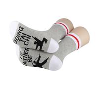 PYOUL 1 Pair Yin Yang Tai Chi Gift Doing Tai Chi Socks Martial Arts Enthusiasts Crew Socks Wellness Seekers Gifts (UK, Alpha, One Size, Regular, Regular, Doing Tai Chi 1 Pair)