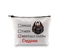 PYOUL Acotar Gift Single Taken Mentally Dating Cassian Makeup Bag Rhysand Azriel Cassian Cosmetic Bag Bat Boys Fan Club Gift SJM Merch (Mentally Dating Cassian B)