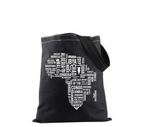 PYOUL Africa Map Tote Bag Africa Map With Countries Names Inside Shoulder Bag Africa Travel Gift Africa Lover Gift African Gift (Africa Map Tote EU)