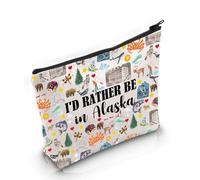 PYOUL Alaska State Souvenirs Gift I’d Rather Be in Alaska Makeup Bag Alaska Home Cosmetic Bag Alaska Tourism Gift (Be in Alaska Bag)
