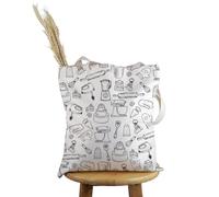 PYOUL Baking Lover Gift Kitchen Doodles Tote Bag Baker Handbag Cooking Mom Gift Baking Queen Gift (Kitchen Doodles Tote)