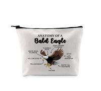 PYOUL Bald Eagle Lover Gift Anatomy of A Bald Eagle Makeup Bag Birdwatchers Cosmetic Bag Nature Lover Lover Gift Bird Lover Gift (A Bald Eagle Bag)