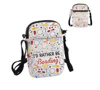 PYOUL Beads Lover Gift I'd Rather Be Beading Crossbody Bag Beadwork Travel Bag Beader Gift (Be Beading CB)