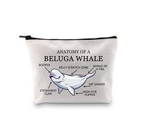 PYOUL Beluga Whale Lover Gift Anatomy of A Beluga Whale Makeup Bag Beluga Whale Fan Cosmetic Bag Dolphin Lover Gift Sea Animal Gift (A Beluga Whale B)