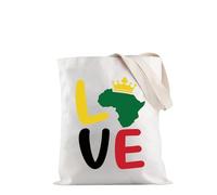 PYOUL Black History Tote Bag Black Lives Matter Shopping Bag Black History Is Strong Merch Black History Month Gift BLM Gift (Love Africa Tote EU)