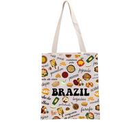 PYOUL Brazil Lover Gift Brazil Food Tote Bag Moving to Brazil Handbag Brazil Vacation Trip Travel Bag Traditional Brazilian Dishes Gift (Brazil Food Tote)