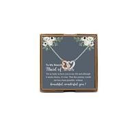 PYOUL Bridesmaid Gifts From Bride, Maid of Honor Necklace, Thank You Gift from Bride and Groom, Wedding Gift for Bridesmaid Maid of Honor (Maid of Honor N)