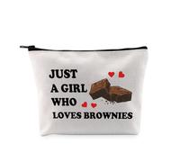 PYOUL Brownie Lovers Gift Who Loves Brownie Makeup Bag Chocolate Lovers Cosmetic Bag Home Bakers Gift (Loves Brownie Bag)