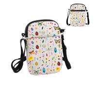 PYOUL Bug Insect Lover Gift Botanical Bug Design Crossbody Bag Entomologist Travel Bag Pole Entomology Graduation Gift (Botanical Bug CB)