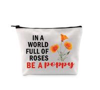 PYOUL California Poppy Lover Gift in A World Full of Roses Be A Poppy Makeup Bag California Poppy Fan Cosmetic Bag California Merch (Roses Be A Poppy Bag)