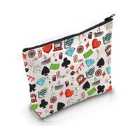 PYOUL Casino Lover Gift Gambling Theme Makeup Bag Gambler Lucky Cosmetic Bag Slots Dice Poker Chips Gift (Gambling Theme Bag)