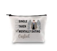 PYOUL Castiel Inspired Gift Mentally Dating Castiel Makeup Bag Castiel Fan Cosmetic Bag TV Show Merch (Mentally Dating Castiel Bag)