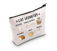 PYOUL Cat Lover Gift Cat Geometry Makeup Bag Math Teacher Cosmetic Bag Cat Design Mathematician Gift (Cat Geometry Bag)