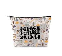 PYOUL Catholic S-chool Gift I Teach Future Saints Makeup Bag Christian Cosmetic Bag Catholic Teacher Gift (Future Saints Bag)