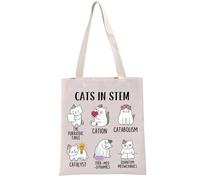 PYOUL Cats Lover Gift Cats In Stem Tote Bag Cute Science Teacher Handbag Cats and Science Gift Cats Science Gift (Cats In Stem Tote)