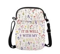 PYOUL Christian Floral Shoulder Bag It Is Well With My Soul Crossbody Bag Christian Gift Religious Gift Faith Gift (My Soul CB EU)