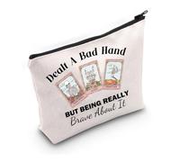 PYOUL Chronic Illness Inspired Gift Dealt A Bad Hand Makeup Bag Invisible Illness Spoonie Cosmetic Bag Hidden Disability Gift (Bad Hand Bag)