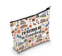 PYOUL Connecticut State Souvenirs Gift I’d Rather Be in Connecticut Makeup Bag Connecticut Home Cosmetic Bag Connecticut Tourism Gift (Be in Connecticut Bag)