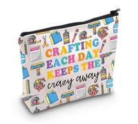 PYOUL Crafting Machine Sewing Lover Gift Crafting Each Day Keeps The Crazy Away Pouch Bag Crafter Gift Craft Lover Gift (Crazy Away Bag EU)