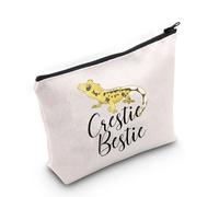 PYOUL Crested Gecko Lover Gift Crestie Bestie Makeup Bag Crested Gecko Mom Cosmetic Bag Lizard Reptile Merch (Crestie Bestie Bag)