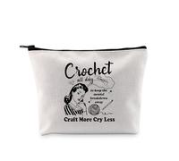 PYOUL Crocheting Lover Gift Crochet All Day Makeup Bag Knitting Lover Cosmetic Bag Yarn Lover Gift (Crochet All Day Bag)
