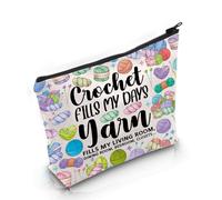 PYOUL Crocheting Lover Gift Crochet Fills My Days Makeup Bag Knitting Lover Cosmetic Bag Yarn Lover Gift (Fills My Days Bag)
