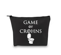 PYOUL Crohns Disease Awareness Gift Game of Crohns Makeup Bag Colitis Warrior Cosmetic Bag Chronic Illness Gift Purple Ribbon Gift (Game of Crohns Bag)