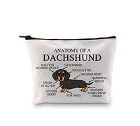 PYOUL Dachshund Lover Gift Anatomy of A Dachshund Makeup Bag Weenie Mama Cosmetic Bag Wiener Dog Owner Gift Dog Mom Zipper Travel Bag (A Dachshund B)