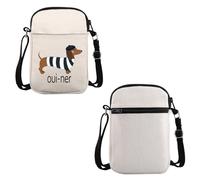 PYOUL Dachshund Lover Gift French Weenie Dog Crossbody Bag France Vacation Travel Bag Dachshund Mom Gift (French Weenie CB)