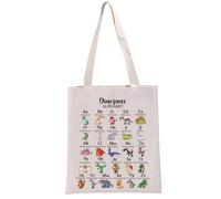 PYOUL Dinosaurs Lover Gift Dinosaurs Alphabet Tote Bag Jurassic Lover Handbag Fossil Lover Gift Dinosaur Species Gift (Dinosaurs Alphabet Tote)
