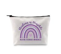PYOUL Eating Disorder Recovery Gift Healing is Possible ED Survivor Makeup Bag Purple Ribbon Cosmetic Bag ED Recovery Gift (Healing is Possible Bag)