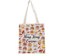 PYOUL Food Recipe Series Gift Hong Kong Cuisine Tote Bag Food Lovers Handbag Hong Kong Lover Gift Hong Kong Travel Souvenirs (Hong Kong Cuisine Tote)