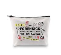 PYOUL Forensic Scientist Gift Forensics If They're Breathing We're Leaving Makeup Bag Forensic Science Investigator Cosmetic Bag Criminologist Gift (We are Leaving B)