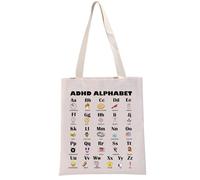 PYOUL Funny ADHD Warrior Gift ADHD Alphabet Tote Bag ADHD Mama Handbag Adult ADHD Gift ADHD Autism Gift (ADHD Alphabet Tote)