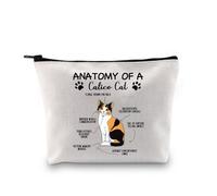 PYOUL Funny Calico Cat Gift Anatomy of A Calico Cat Makeup Bag Calico Cat Mama Cosmetic Bag Calico Cat Owner Gift (A Calico Cat Bag)