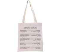 PYOUL Funny Catholic Gift Emergency Contacts Tote Bag Catholic Believer Handbag Bug Religious Culture Lover Gift Religion Gift (Emergency Contacts T)