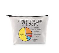 PYOUL Funny Cycling Lover Gift A Day in The Life of A Cyclist Makeup Bag Cycling Coaster Cosmetic Bag Cycling Lover Gift (Life of A Cyclist Bag)