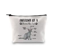PYOUL Funny Devon Rex Cat Gift Anatomy of A Devon Rex Cat Makeup Bag Devon Rex Cat Mama Cosmetic Bag Devon Rex Cat Owner Gift (Devon Rex Cat Bag)