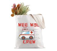 PYOUL Funny Wee Woo Crew Tote Bag Paramedic Gift Healthcare Crew Gift Emergency Responder Gift Ambulance Driver Gift (Woo Crew Tote EU)