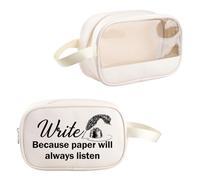 PYOUL Future Writer Gift Write Because Paper Will Always Listen Clear Makeup Bag Writing Inspiration Travel Gift Authors Toiletry Bag (Always Listen MB)