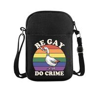 PYOUL Gay Pride Rainbow Pouch LGBTQ Pride Flag Be Gay Do Crime Goose Rainbow Crossbody Bag LGBTQ Pride Gift (Gay Do Crime CB EU)