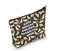PYOUL Golden Retriever Lover Gift Antisocial Golden Retriever Mom Makeup Bag Golden Retriever Owner Cosmetic Bag Who Loves Golden Retrievers Gift (Gold Retriever Mom B)