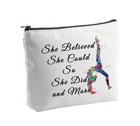 PYOUL Gymnastics Gifts for Girls Gymnastics Lovers Makeup Bag Gymnast Inspirational Gift She Believe She Could So She Did and Mor (Did and Mor Bag)