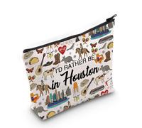 PYOUL Houston Lover Gift I’d Rather Be in Houston Makeup Bag Welcome to Houston Cosmetic Bag Houston Merch (Be in Houston Bag)