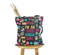 PYOUL I Love 90s Gift I'm An 90s Kinda G-irl Multicolour Large Canvas Tote Bag