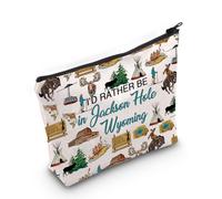 PYOUL Jackson Hole Wyoming Lover Gift I’d Rather Be in Jackson Hole Wyoming Makeup Bag Welcome ToJackson Hole Wyoming Cosmetic Bag (in Jackson Hole Bag)